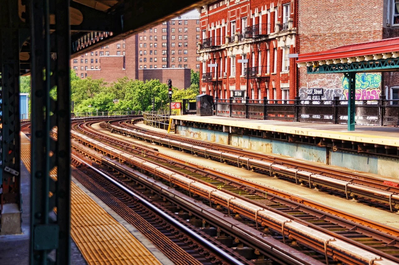 new york, 207 a, metro, tåg, rails, amerika, byggnad, arkitektur, fasad